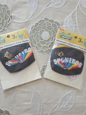 🌟SpongeBob Squarepants Black Face Masks with Rainbow Logo - 3 Pack